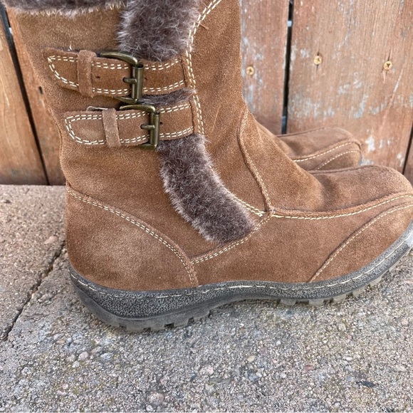 SPRING STEP Women’s Brown Leather Mid Calf Faux Fur Lined Boot Size 38 - Picture 5 of 11